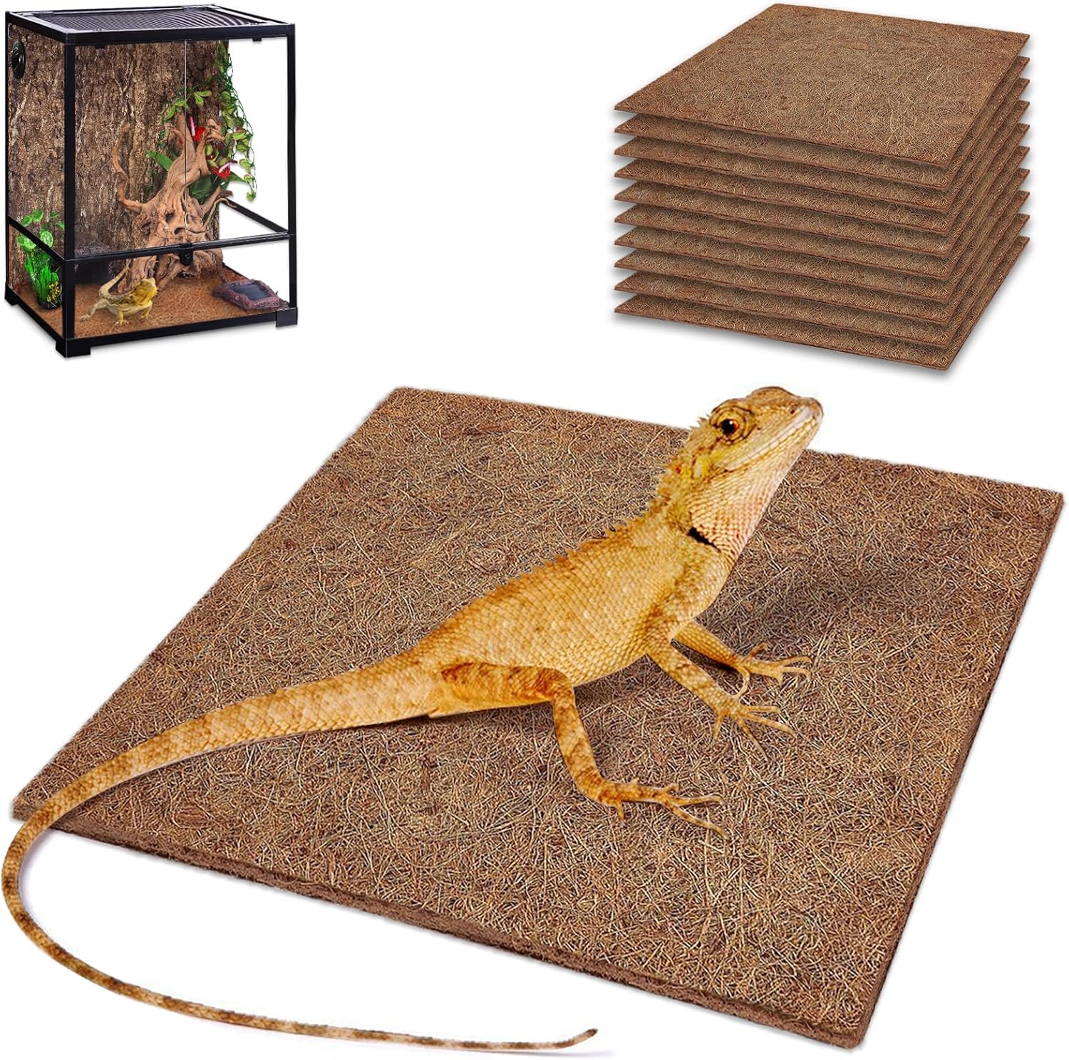 10 Pcs Reptile Carpet, 12x12 i - Substrate Coconut Fiber recensione e prezzo